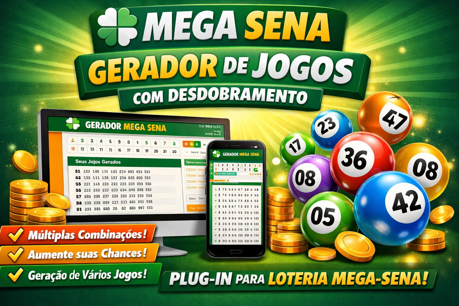 Gerador de jogos Mega sena com desdobramentos