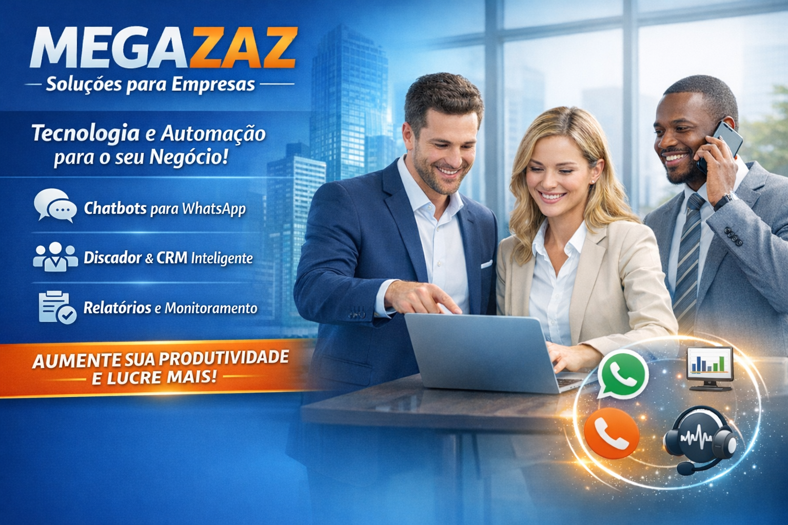 O MegaZaz é uma plataforma completa de CRM para WhatsApp