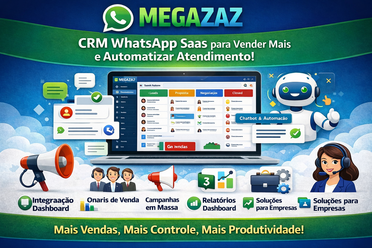Megazaz Script CRM completo de atendimentos