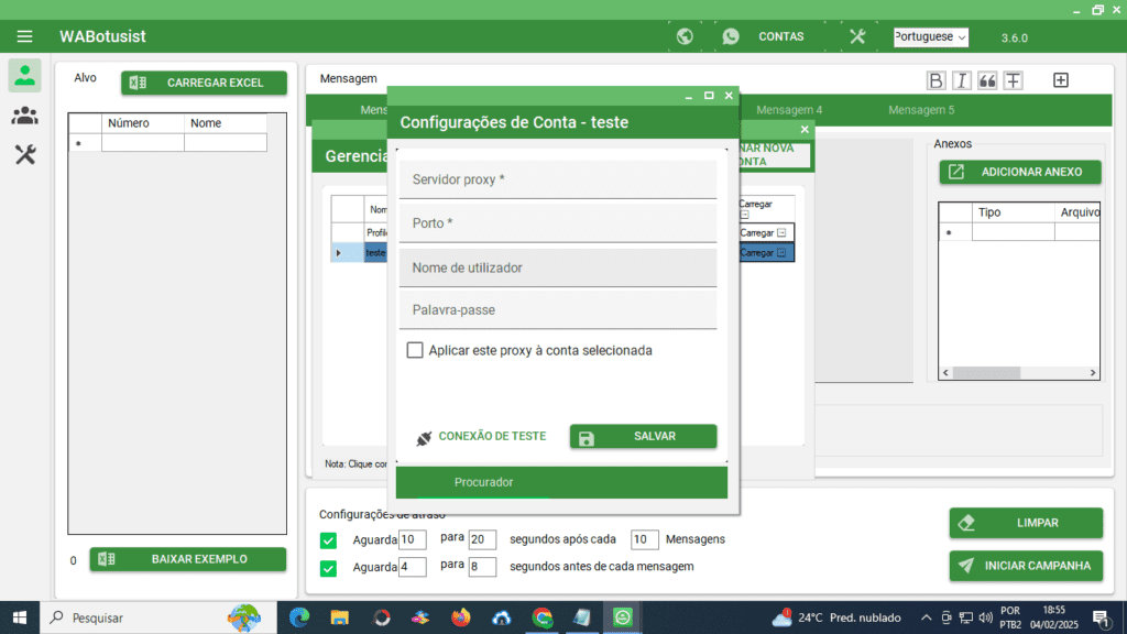 Como configurar Proxi no WaBotusist 3.6.0
